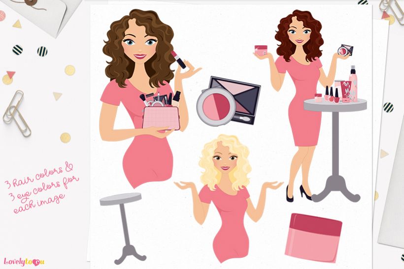Woman makeup character clip art L099 Dixie example image 1