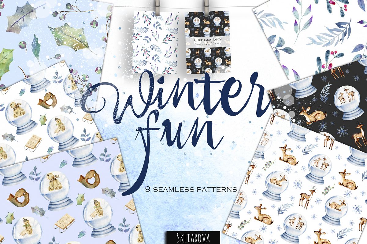 Winter fun. Christmas patterns. example image 1