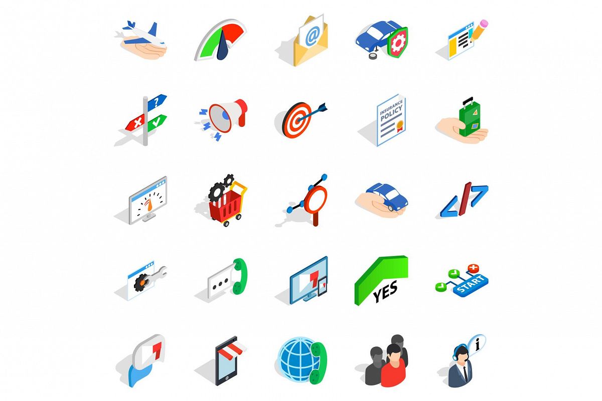Profession icons set, isometric style example image 1