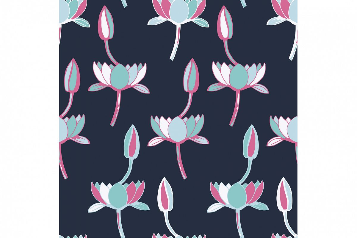Ethnic boho seamless pattern with decorative lilies. Print. Cloth design, wallpaper. example image 1