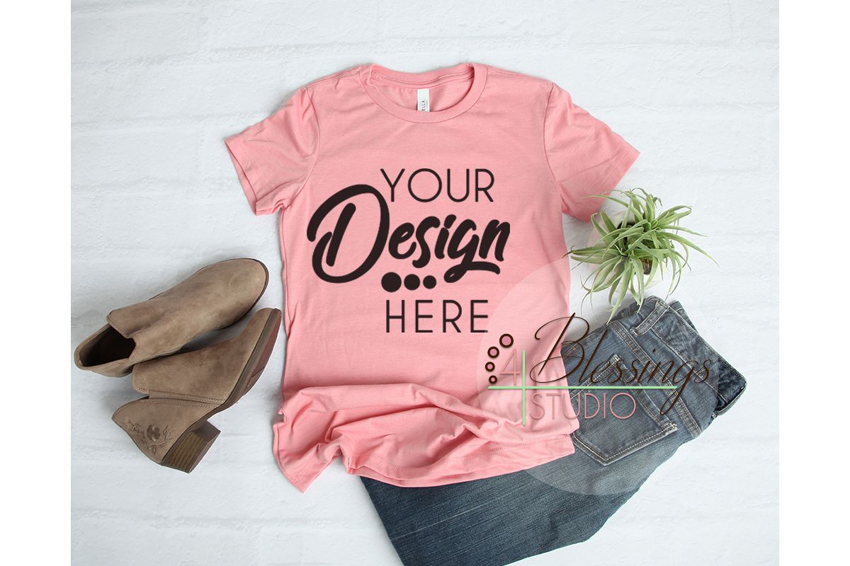 Download Bella Canvas Mockup 6004 Women TShirt Mockup Heather Pink