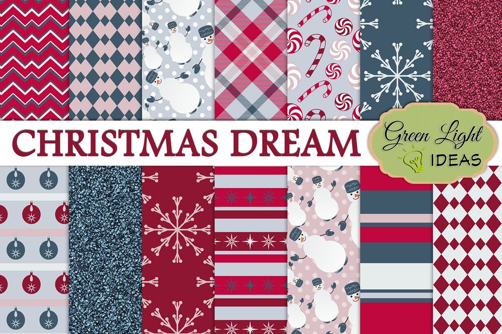 Christmas Digital Papers,, Winter Holidays Backgrounds example image 1