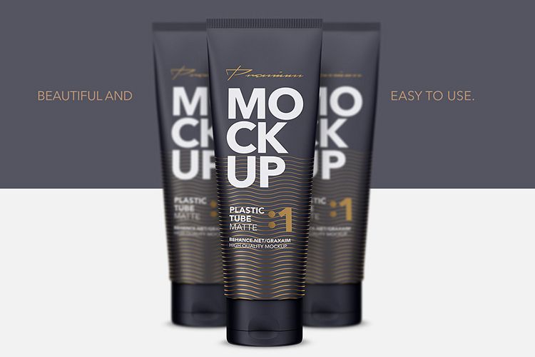 Glossy Plastic Cosmetic Tube Mockup - Front View - 01 example image 1