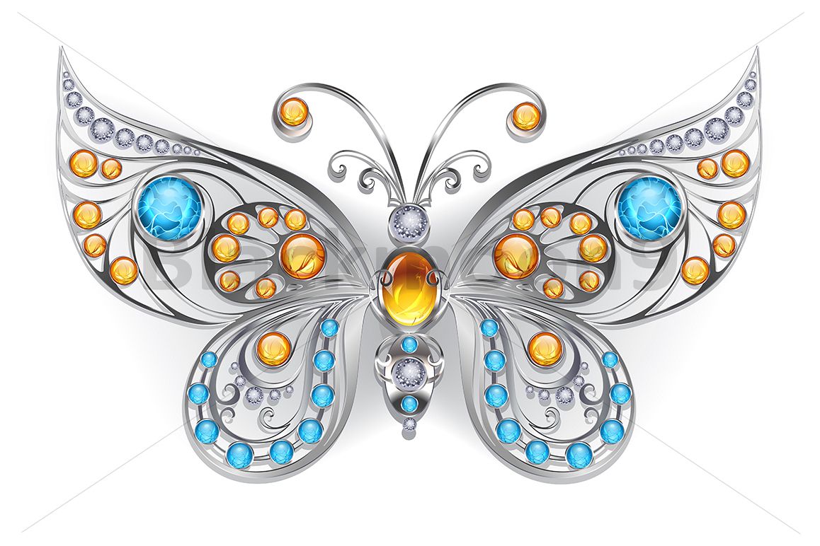Silver Butterfly with Amber example image 1