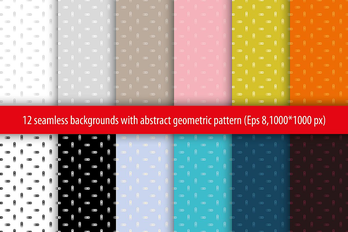 Set of 12 seamless vector backgrounds with abstract geometric pattern. example image 1