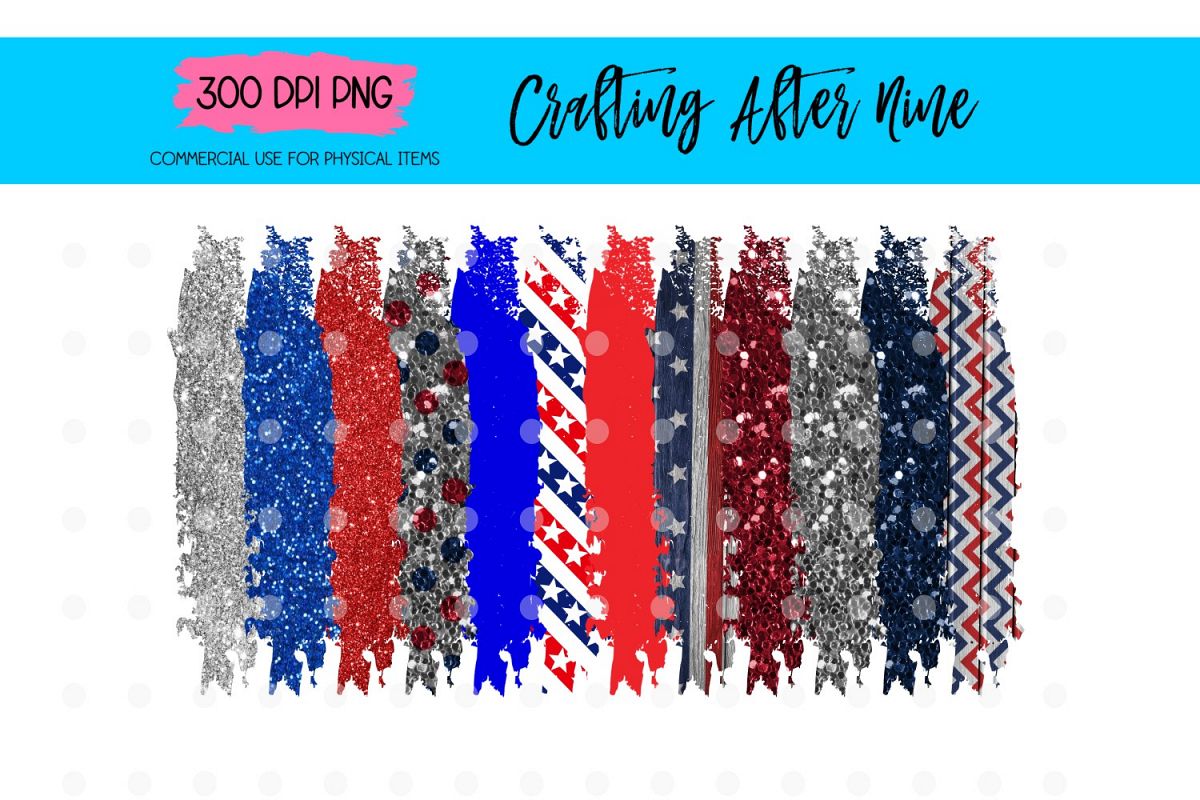 4th of July Paint Brush Stroke Background Bundle example image 1