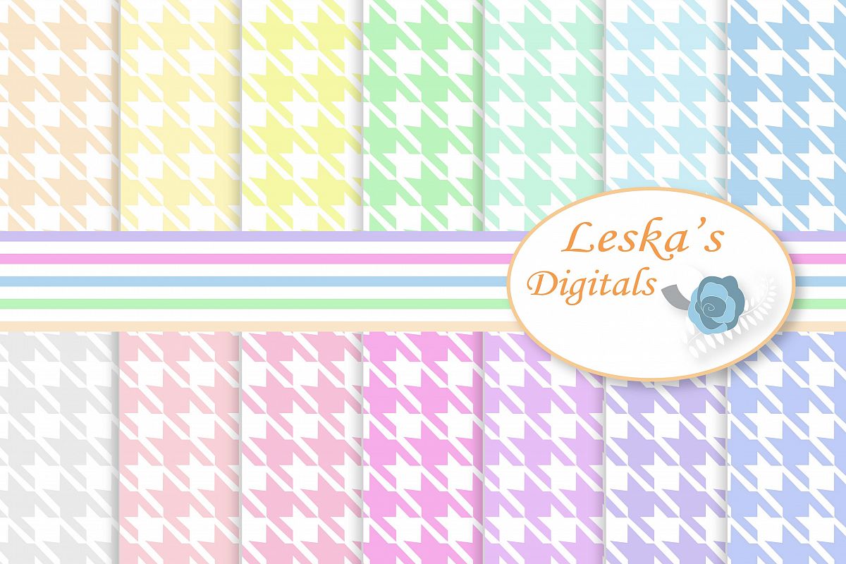 Pastel Houndstooth Digital Paper example image 1