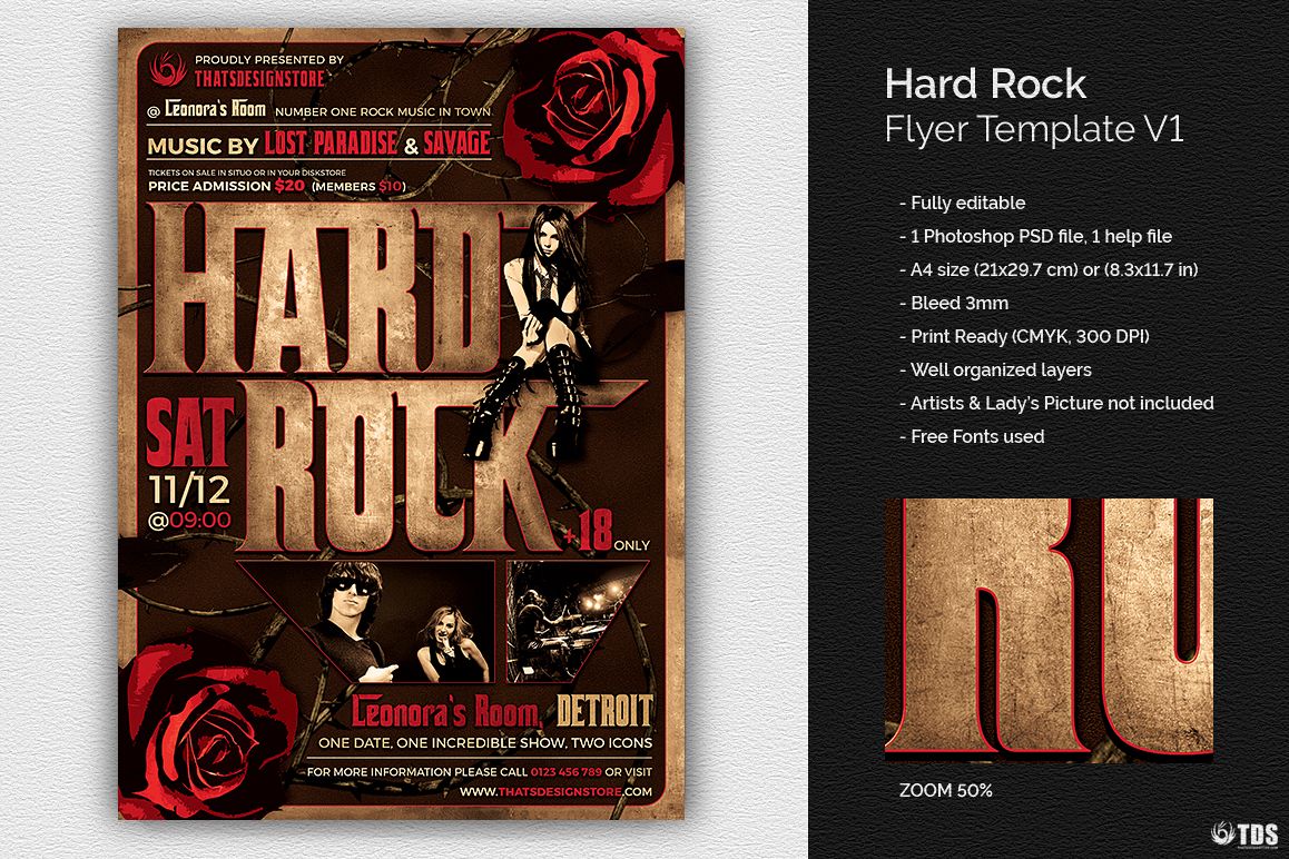 Hard Rock Flyer Template V1 example image 1