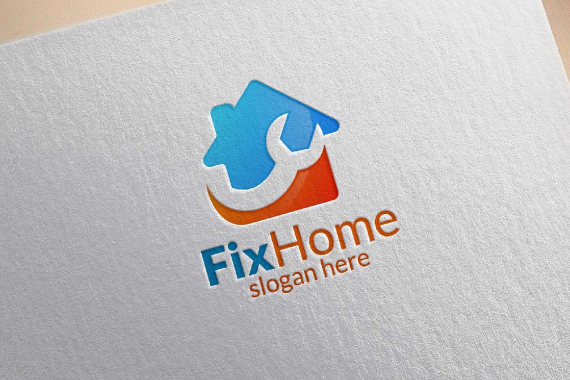 Real estate Logo, Fix Home Vector Logo Design suitable for architecture, handyman,bricolage,Diy,and for another application company example image 1