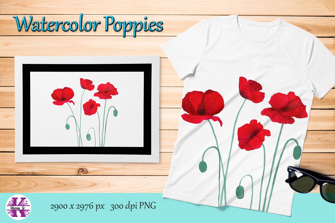 Watercolor Poppies Sublimation example image 1