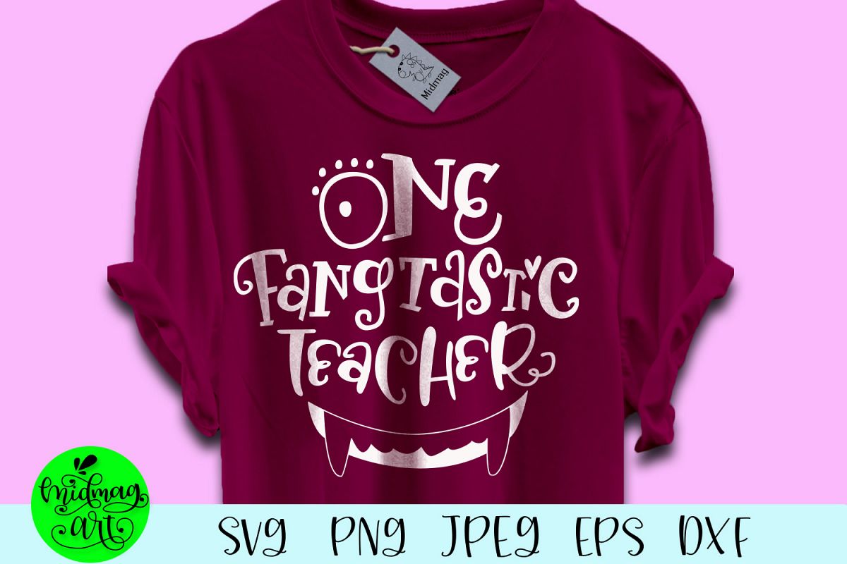 One fangtastic teacher svg, teacher halloween svg example image 1