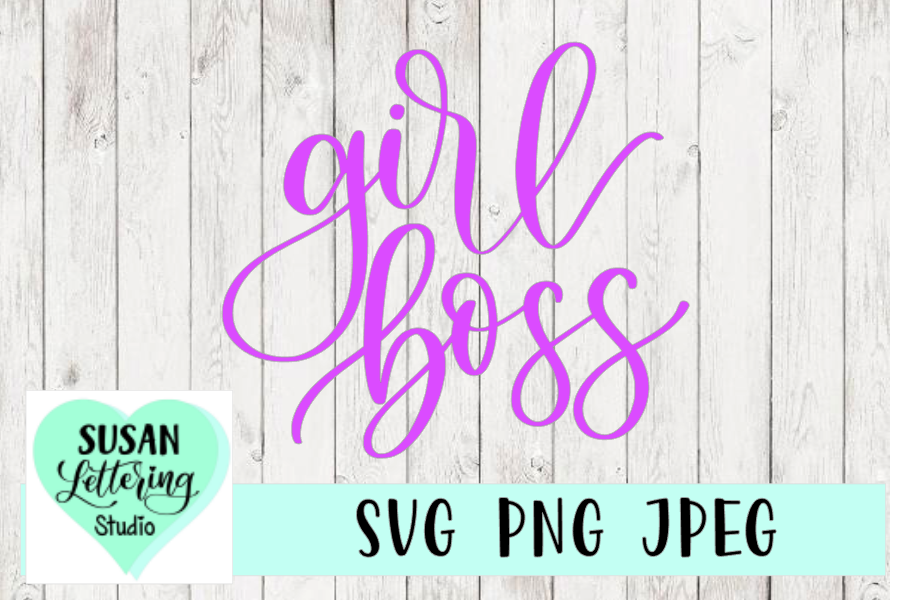 Girl Boss Hand lettered SVG, PNG, JPEG example image 1