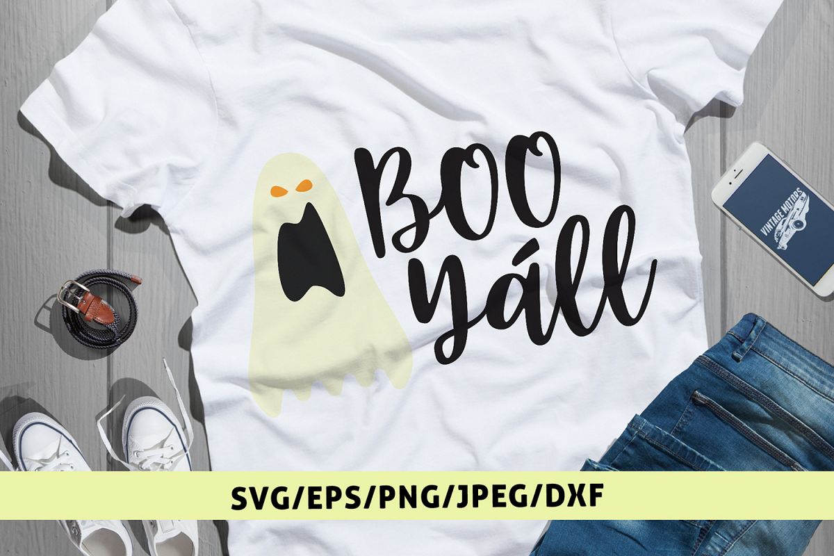 Boo Yall - Halloween SVG EPS DXF PNG Cutting Files example image 1
