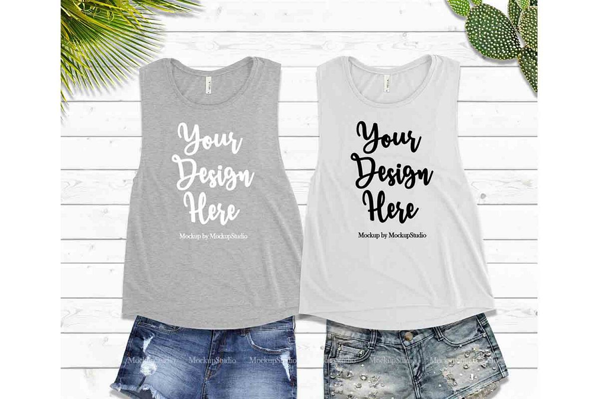 Tank Top Mockup, Bella Canvas 8803 Gray White Top Mock Up example image 1