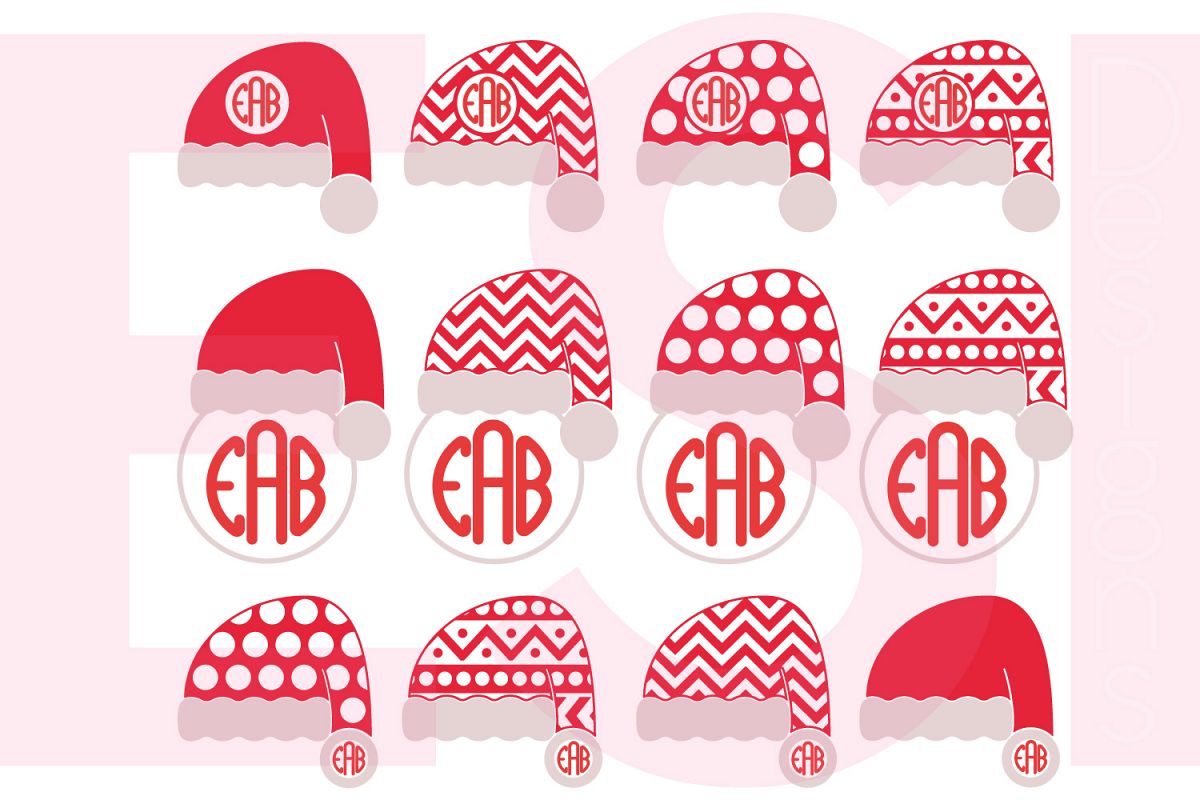 Santa Hat Monogram Designs Set (2729) | SVGs | Design Bundles