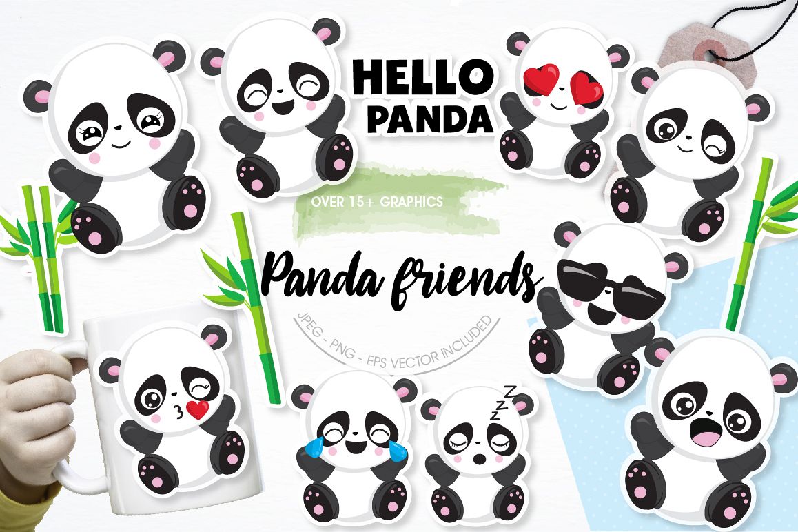 Panda friends graphics and illustrations example image 1