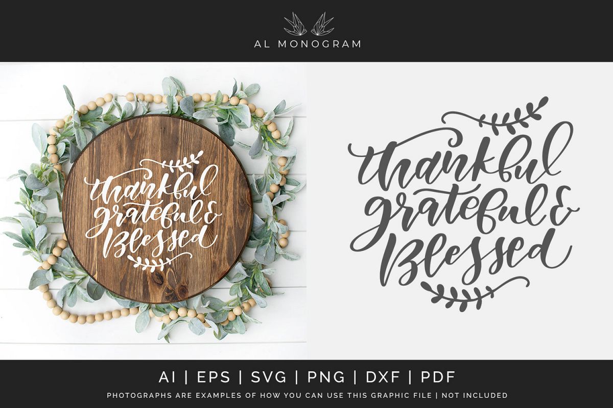 Thankful Grateful and Blessed SVG Digital Laser Cut File example image 1