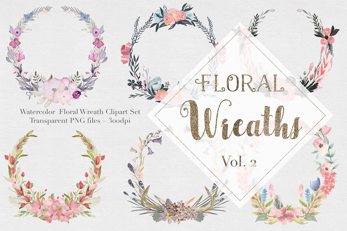 Watercolor Floral Wreaths Vol.2 example image 1