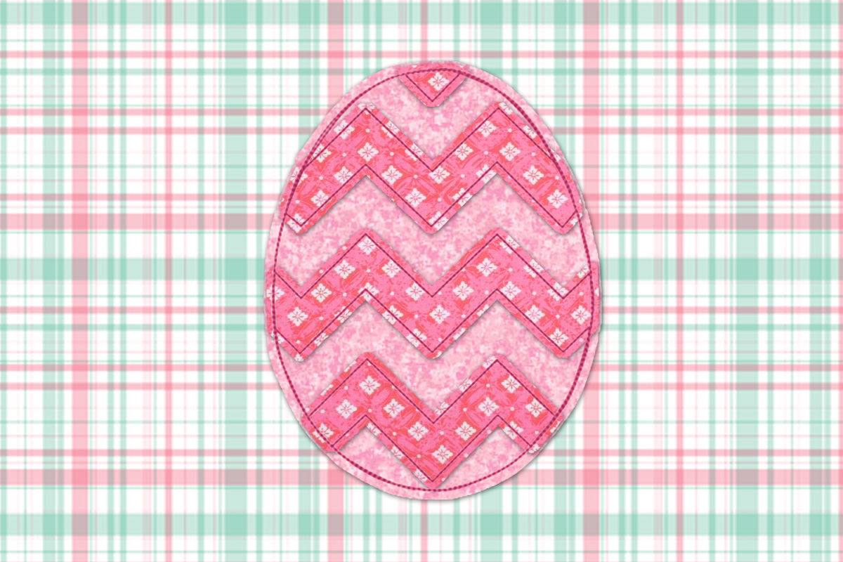 Raggy Chevron Easter Egg Applique Embroidery Design example image 1
