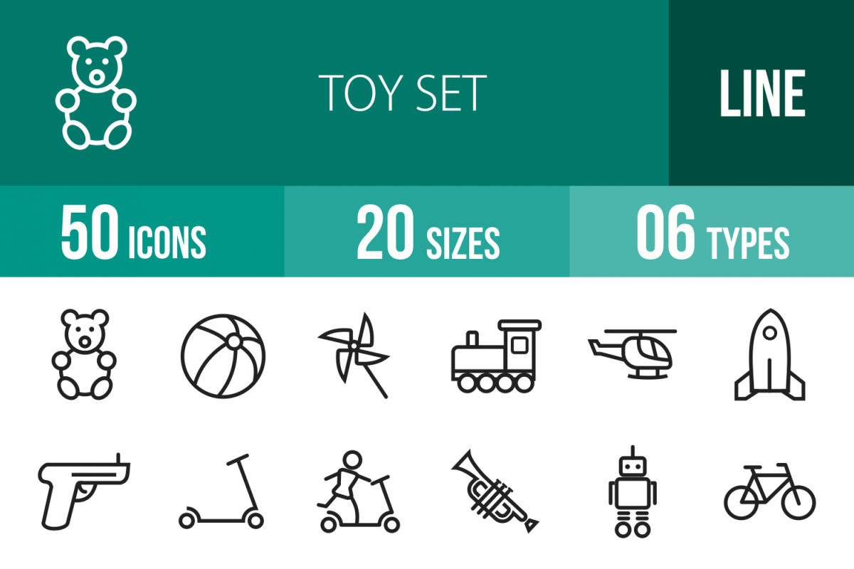 50 Toy Set Line Icons example image 1