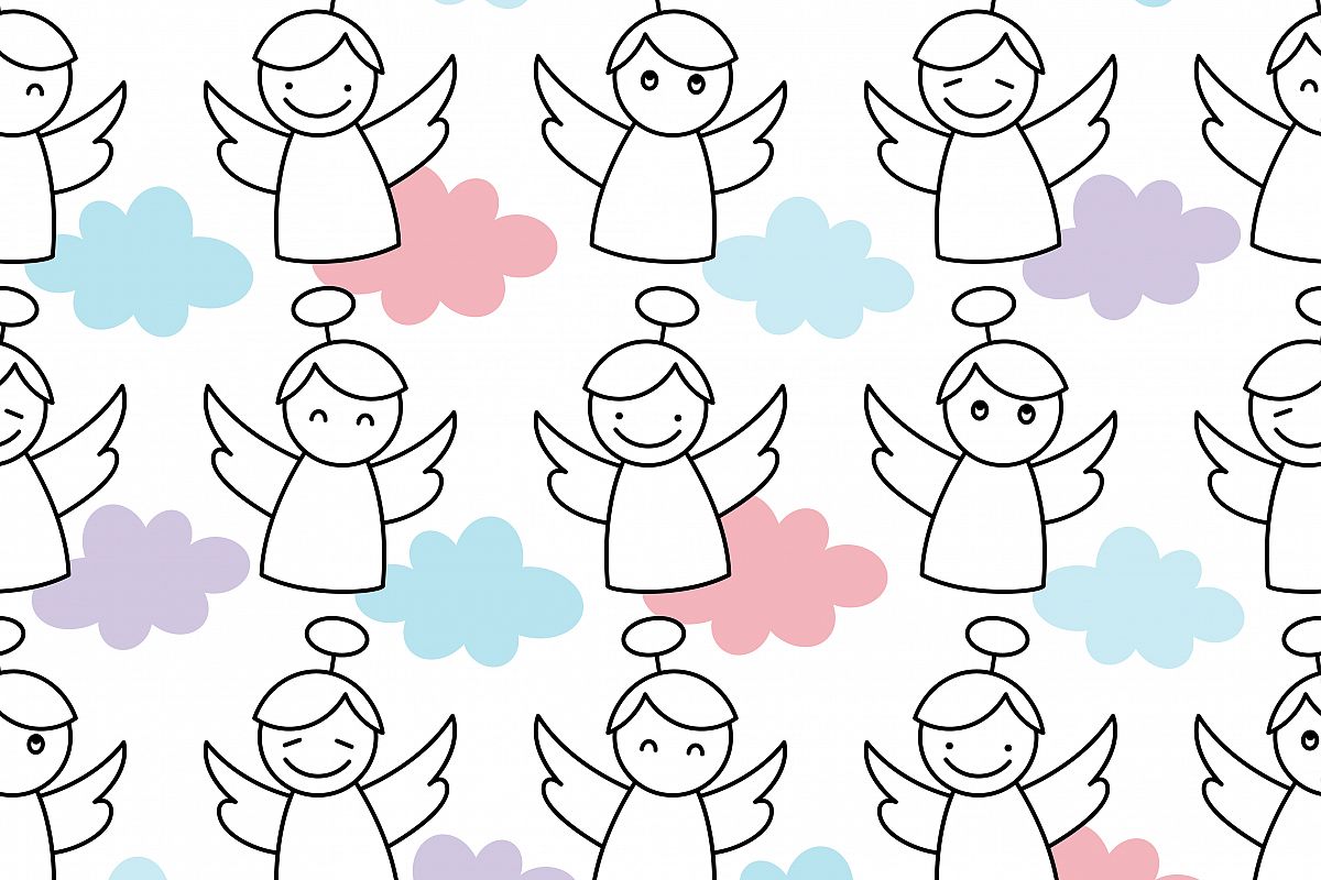 Christmas Angels. Seamless vector background with Angels. example image 1