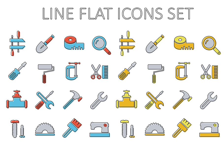 Set of building tools icons Linear example image 1