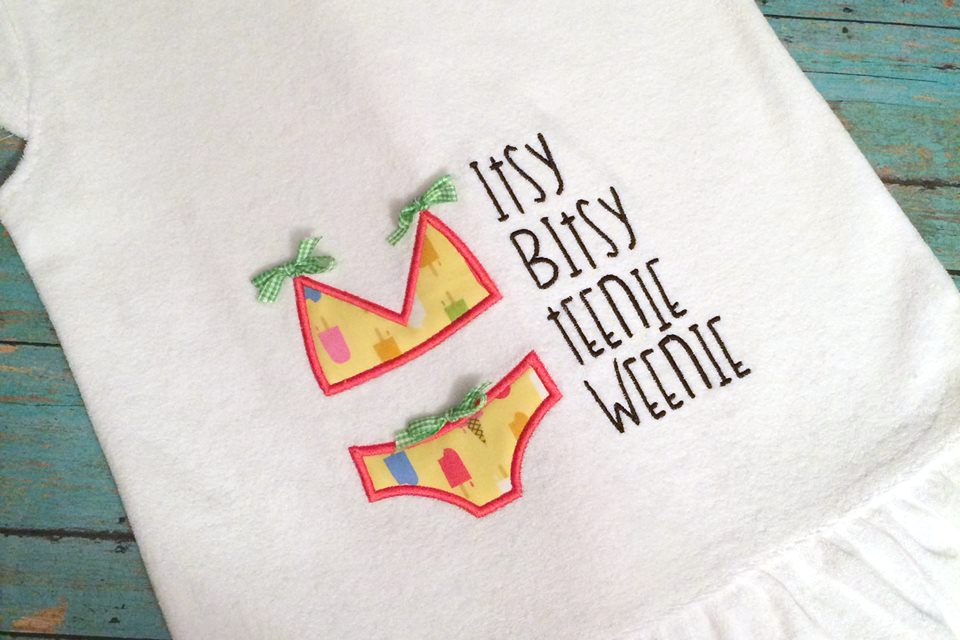 Itsy Bitsy Bikini Applique Embroidery Design example image 1