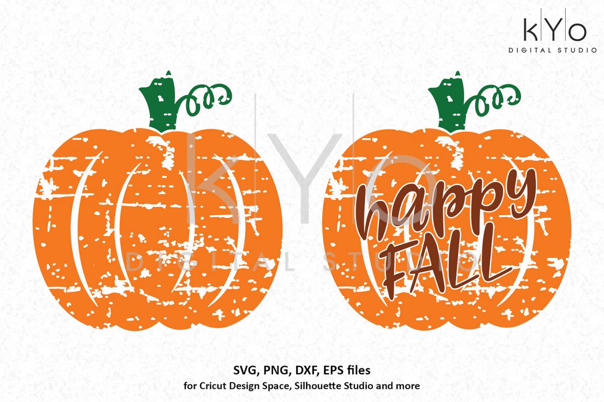 Distressed Pumpkin Happy Fall Svg Png Dxf Eps Files