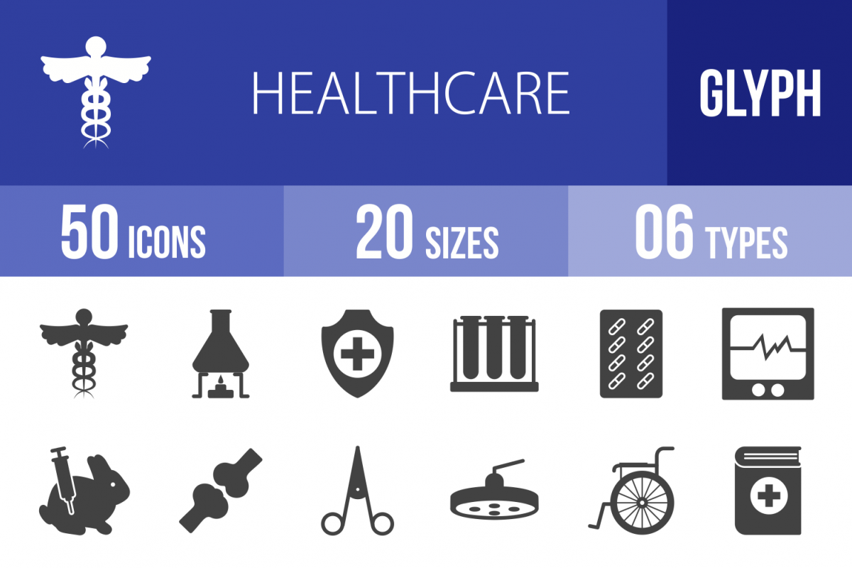 50 Healthcare Glyph Icons example image 1