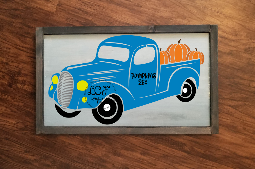 Fall Truck with Pumpkins//SVG//EPS//DXF example image 1