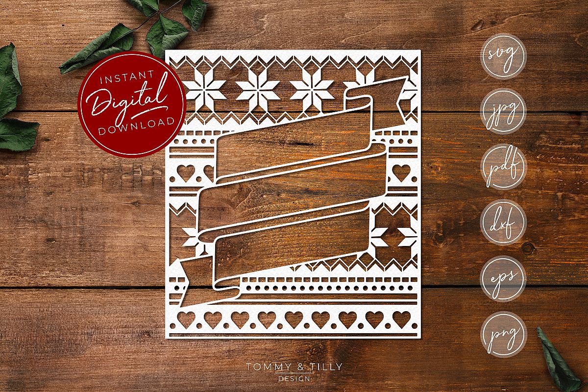 Christmas Pattern Banner - SVG EPS DXF PNG PDF JPG Cut File example image 1