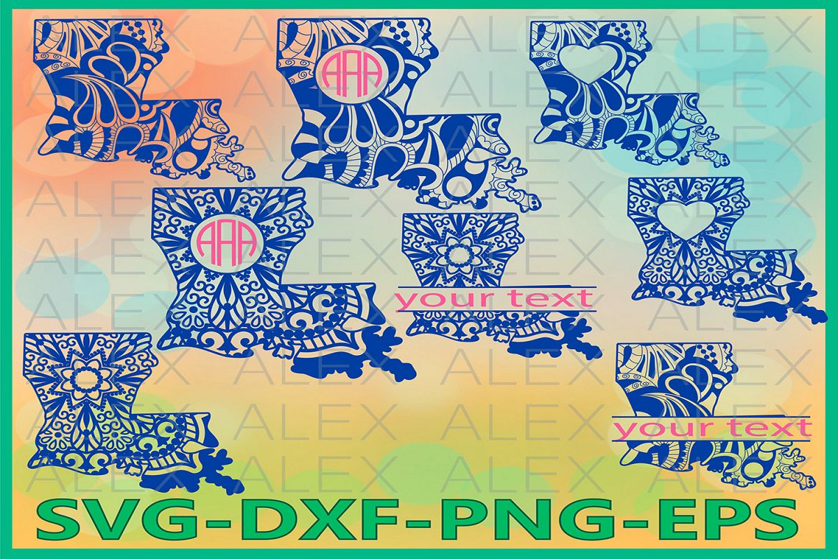 Louisiana State SVG, Louisiana Mandala, Zentangle svg example image 1