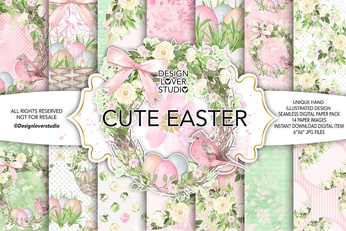 Watercolor Cute easter DP pack 1 example image 1