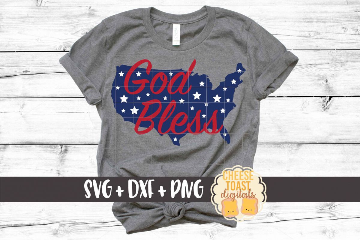 God Bless - Fourth of July SVG PNG DXF Cut Files example image 1