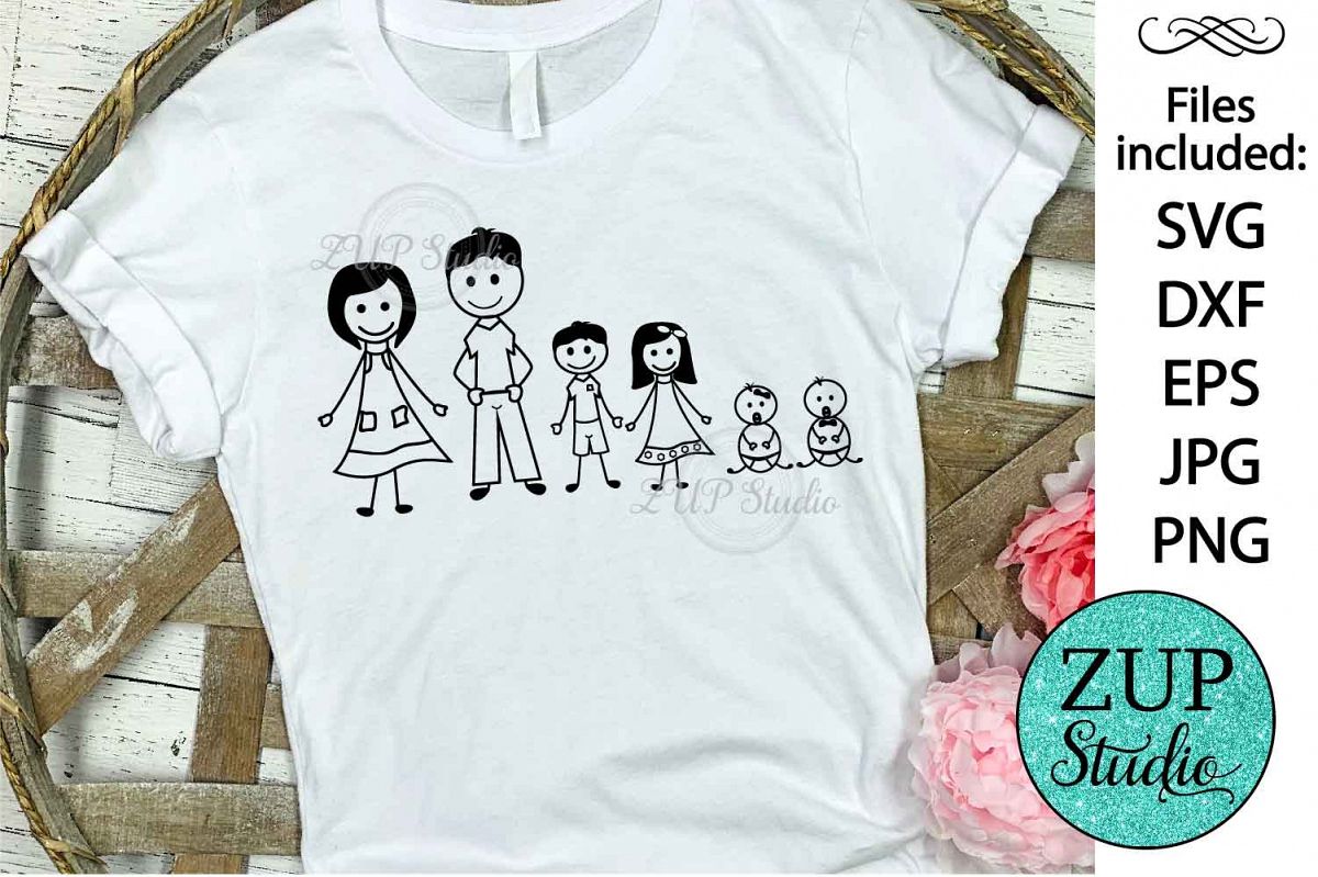 Family Stick Figure Digital Cutting files file 165 example image 1