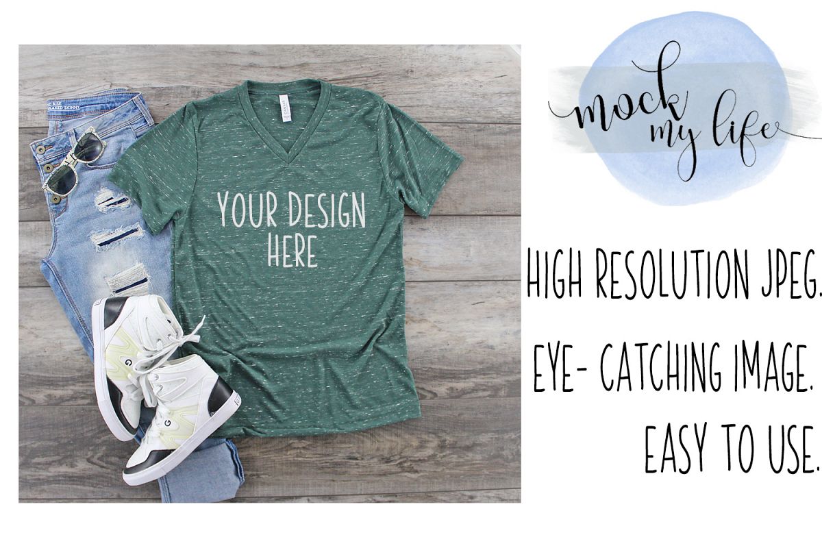 Bella Canvas Mockup / Plain Shirt Mock up / Forest Marble example image 1