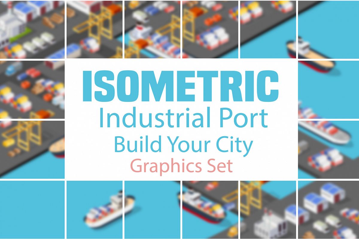 Isometric port cargo ship example image 1