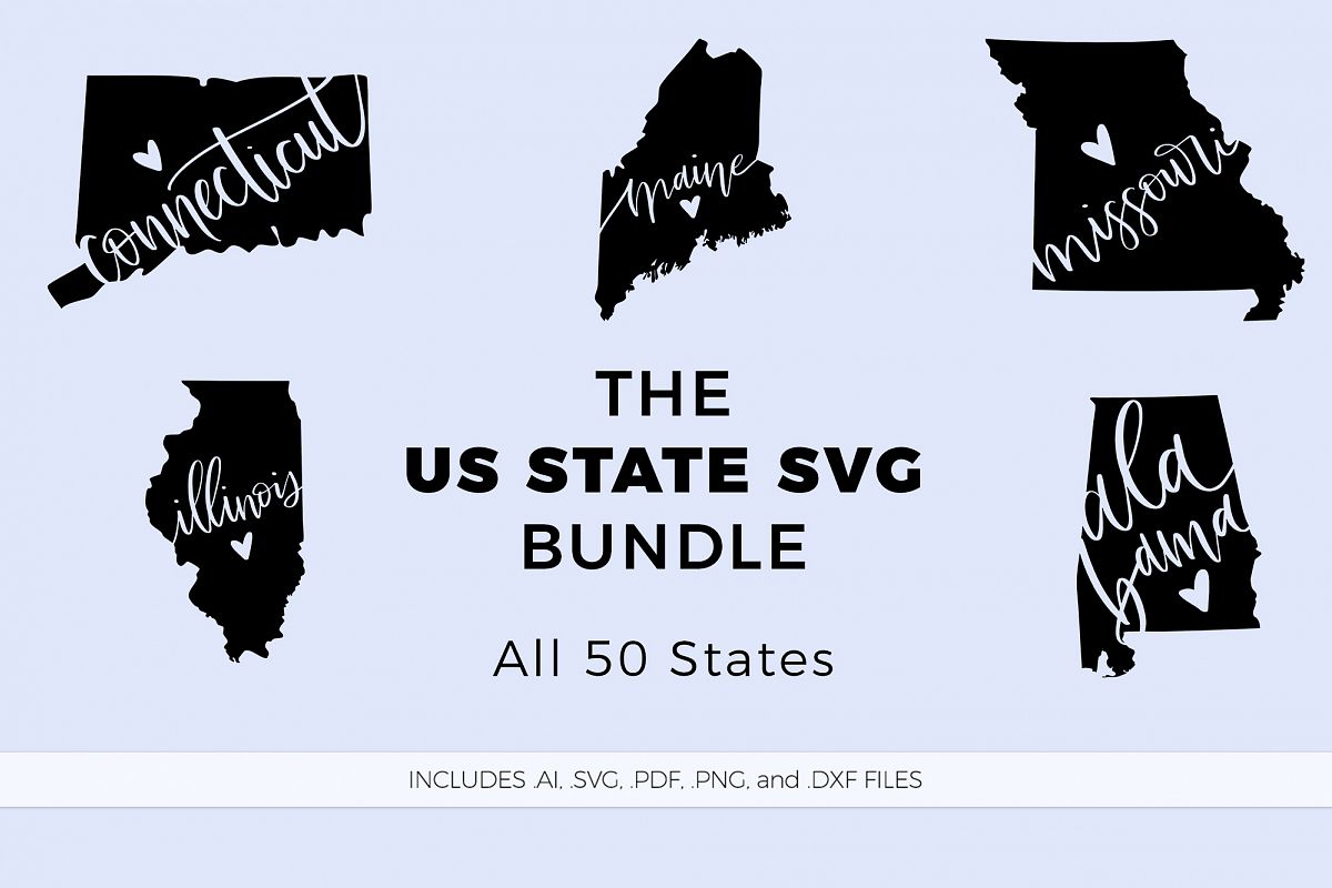 The US State Love SVG Bundle example image 1