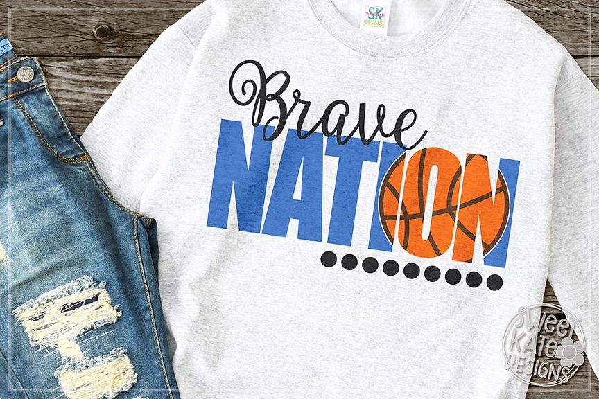 Brave Nation with Knockout Basketball SVG DXF EPS PNG JPG example image 1