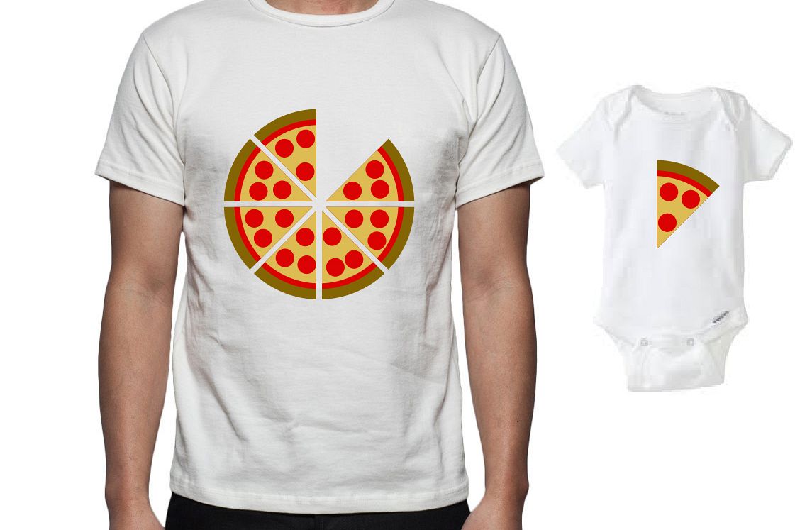 Parent and Child Pizza Tee Shirt Design Combo, SVG, DXF, EPS Vector