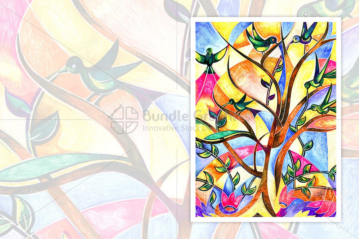 Flora & Fauna - Painting of Tree and Birds example image 1