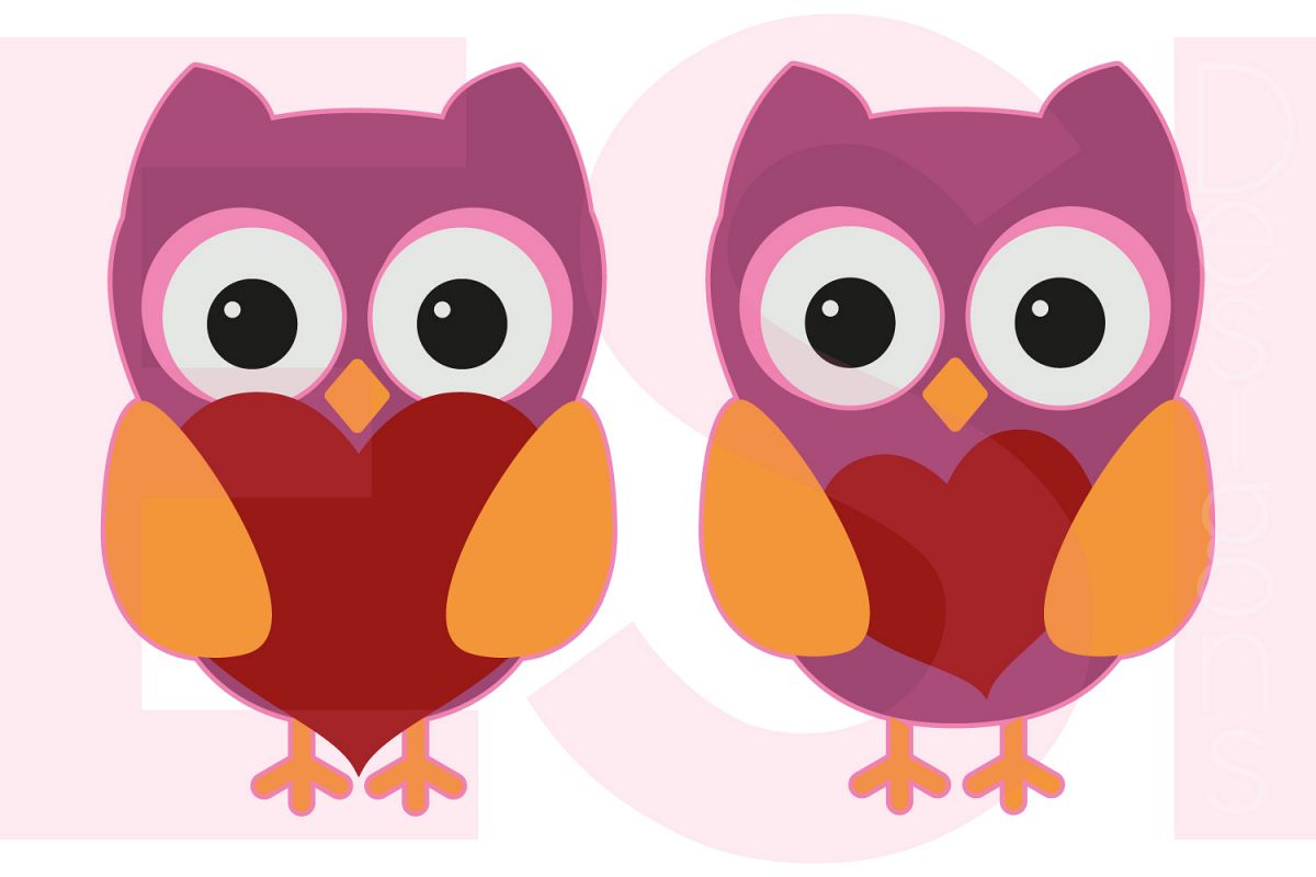 Owls with Hearts - Valentines - Love example image 1