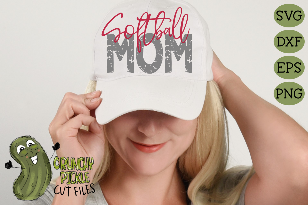 Softball Mom & Bonus Team Mom Sports SVG Cut File example image 1