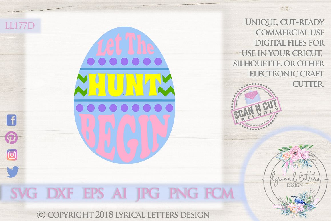 Let the Hunt Begin Easter SVG DXF Cut File LL177D example image 1