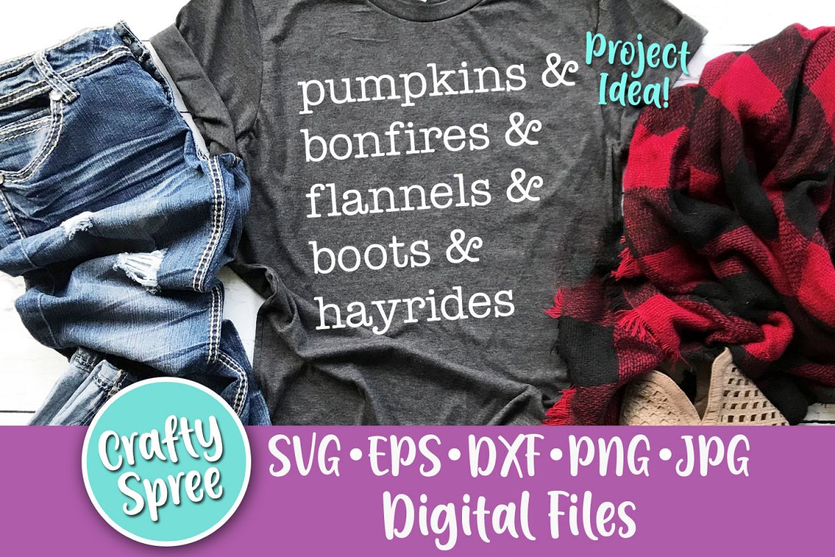 Pumpkins Bonfires Flannels Boots Hayrides SVG PNG DXF Cut Fi example image 1