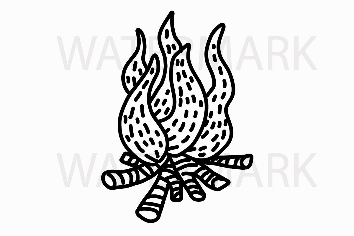 Fire element camping - SVG/JPG/PNG Hand Drawing example image 1