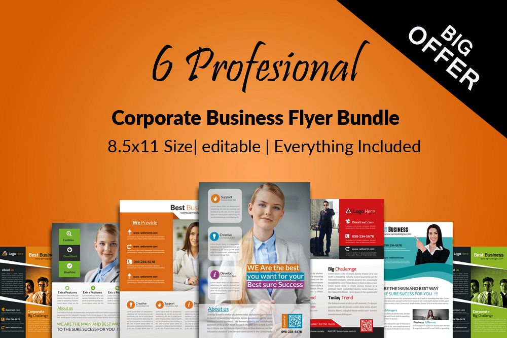6 Corporate Business Flyers Bundle example image 1