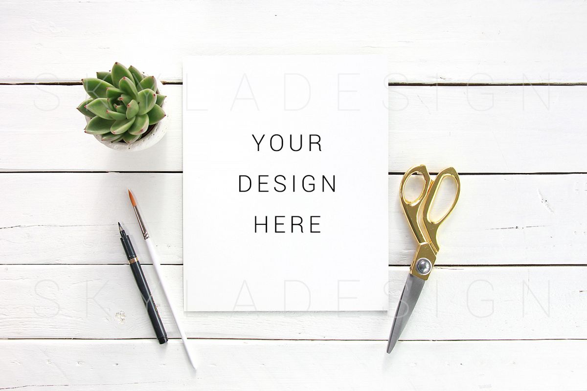 Quote mockup, feminine gold flatlay styled stock example image 1
