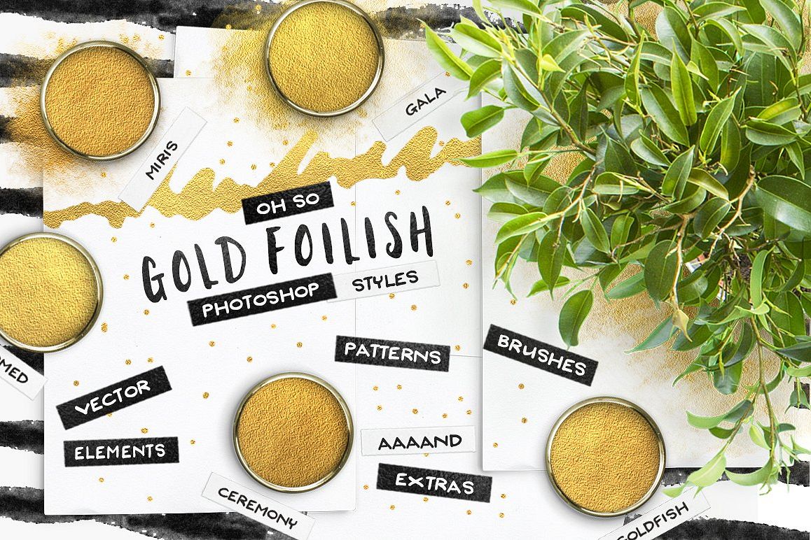 80 Photoshop Gold Foil Layer Styles & Extras example image 1