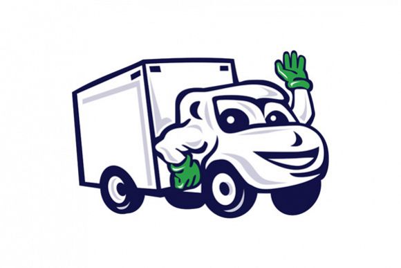 Delivery Van Waving Cartoon example image 1